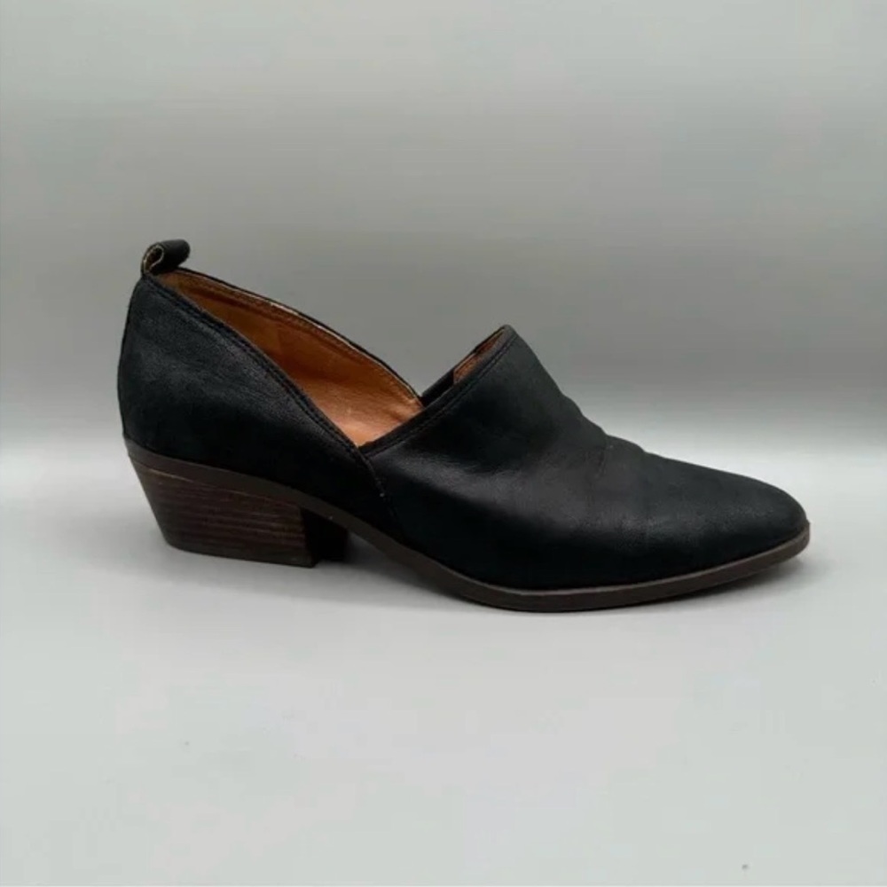 Lucky Brand Black Leather Work Shoes 8 Comfort Block Heel Office Flats